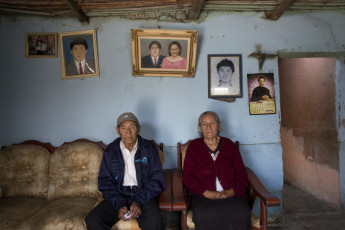 Alejandro Castillo and his wife, Rosa Chávez de Castillo, parents of Denis Atilio Castillo Chávez. Denis was one of the nine people detained and killed on May 2, 1992 by the Grupo Colina. Santa, Ancash Region, 2013