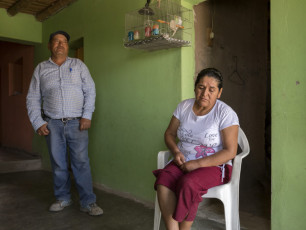 Floriano Guillen and his wife, Victoria, remember how in 1986 soldiers detained and tortured Floriano and another man. Victoria went after them with her baby on her back, but a soldier struck her with the butt of his rifle, she fell onto her back and the baby was killed. San Francisco, Ica Region, 2014