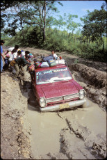 Public transport from Cobán, Alta Verapaz, to Cantabal in the northern Ixcán region of Quiché province. Guatemala, 1994